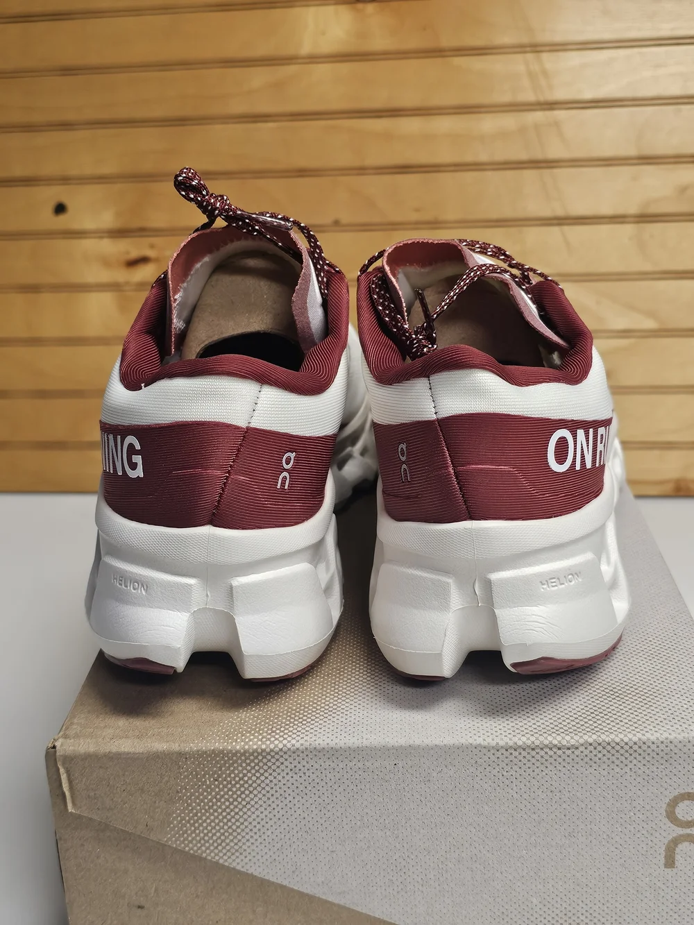 On Running Men's Cloudmonster 3 White / Maroon Running Shoes New